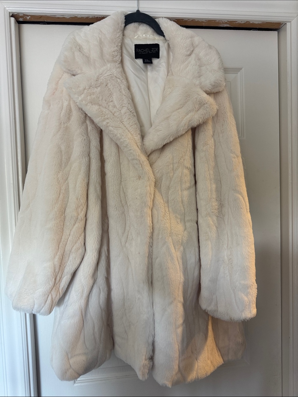 Rachel Zoe Cream Faux Fur Teddy Jacket